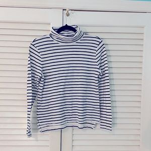 Madewell white with navy strip turtleneck